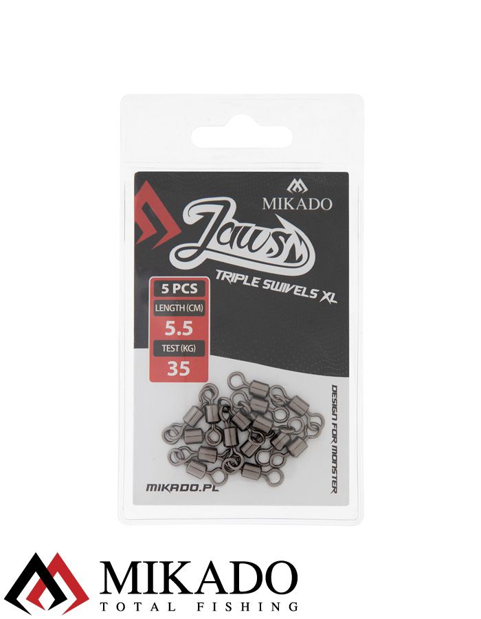 Вертлюг роликовый Mikado JAWS тройной, 5.5см., 35кг. (5шт.)