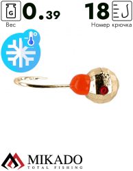 Мормышка Mikado Disco 0,39 г., золото, крючок Hayabusa №18
