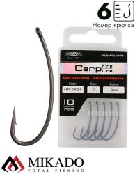 Крючки Mikado Carp Fine Line с тефлоновым покрытием - 3303 № 6 (с ушком)( 10 шт.)