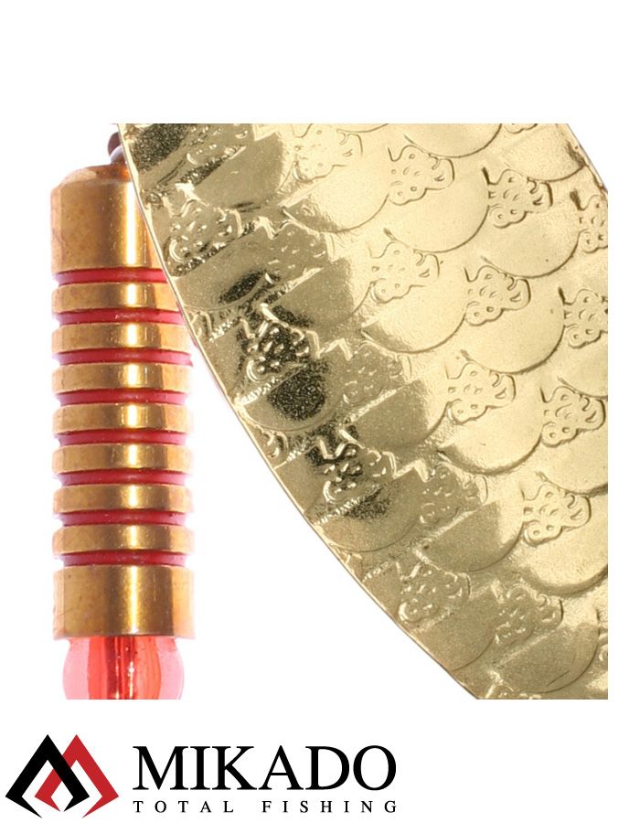 Блесна вращающаяся Mikado STREAM №1, 3.3 г., золото 00 чешуя, длина лепестка 32 мм.