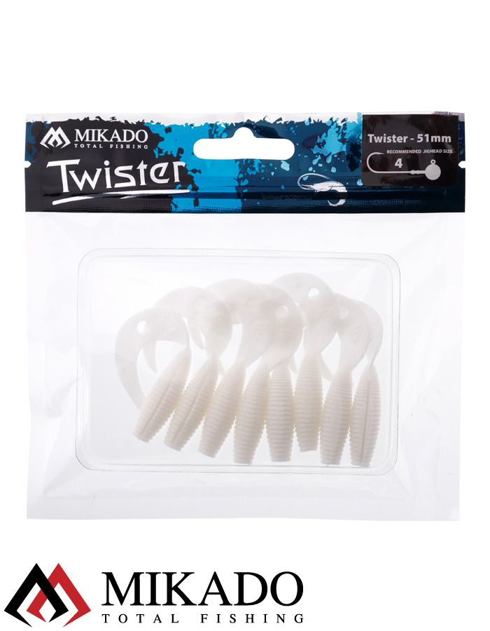 Твистер Mikado TWISTER 51 мм., 1.5 г. WHITE (8 шт.)