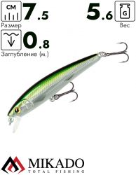 Воблер Mikado NEEDLE 7,5 см./OLIVE BLEAK - всплывающий/aggresive (5,6г /slow sinking)