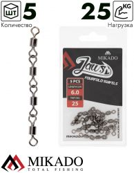 Вертлюг роликовый Mikado JAWS четвертной, 6см., 25кг. (5шт.)
