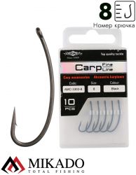 Крючки Mikado Carp Fine Line с тефлоновым покрытием - 3303 № 8 (с ушком)( 10 шт.)