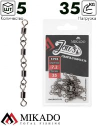 Вертлюг роликовый Mikado JAWS четвертной, 7.2см., 35кг. (5шт.)