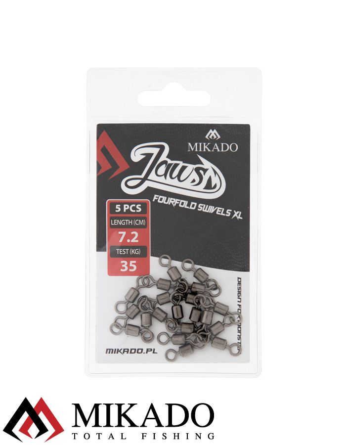 Вертлюг роликовый Mikado JAWS четвертной, 7.2см., 35кг. (5шт.)