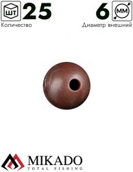 Силиконовые шарики Mikado 6 мм. (коричневый)  ( 25 шт.)