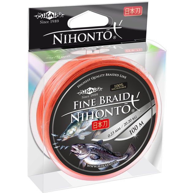 Плетеный шнур Mikado NIHONTO FINE BRAID 0,35 orange (100 м) - 33,40 кг.