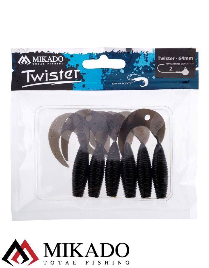 Твистер Mikado TWISTER 64 мм., 2.7 г., BLACK (6 шт.)