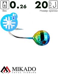Мормышка Mikado Disco 0,26 г., радуга, крючок Hayabusa №20