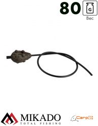 Грузило карповое сменное Mikado скользящее с антизакручивателем. плоское (тёмно-зелёный) 24G  80 г.