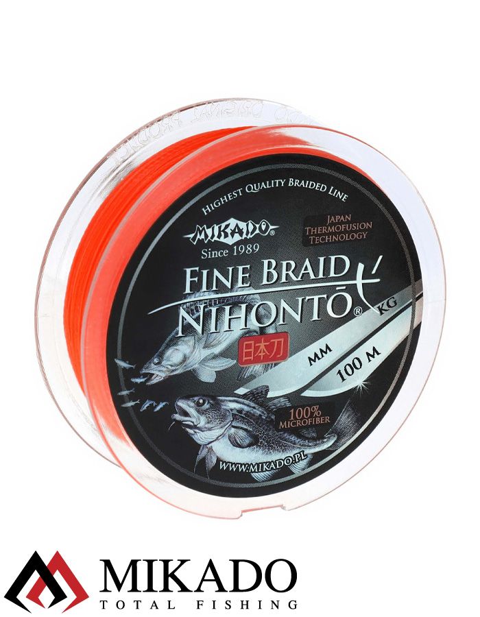 Плетеный шнур Mikado NIHONTO FINE BRAID 0,40 orange (100 м) - 34,90 кг.