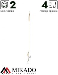 Крючки с поводками Mikado MAGGOT RIG - 23 см, кр.№4, 25 lbs (уп.-2шт.)
