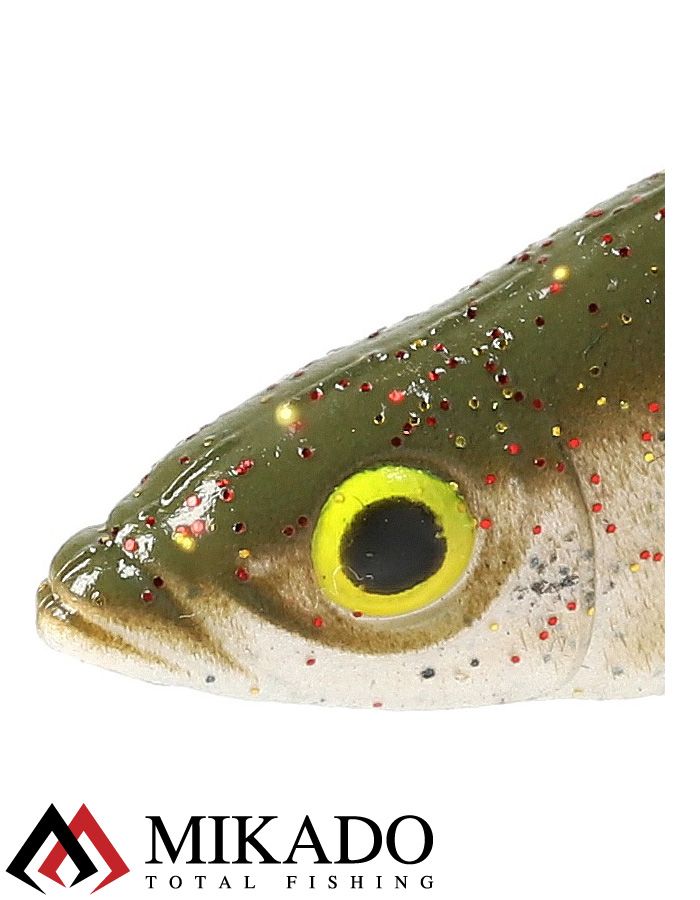 Виброхвост Mikado REAL FISH колюшка 8см., оливково-бежевый (5шт.)