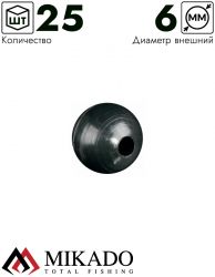 Силиконовые шарики Mikado 6 мм. (черный)  ( 25 шт.)