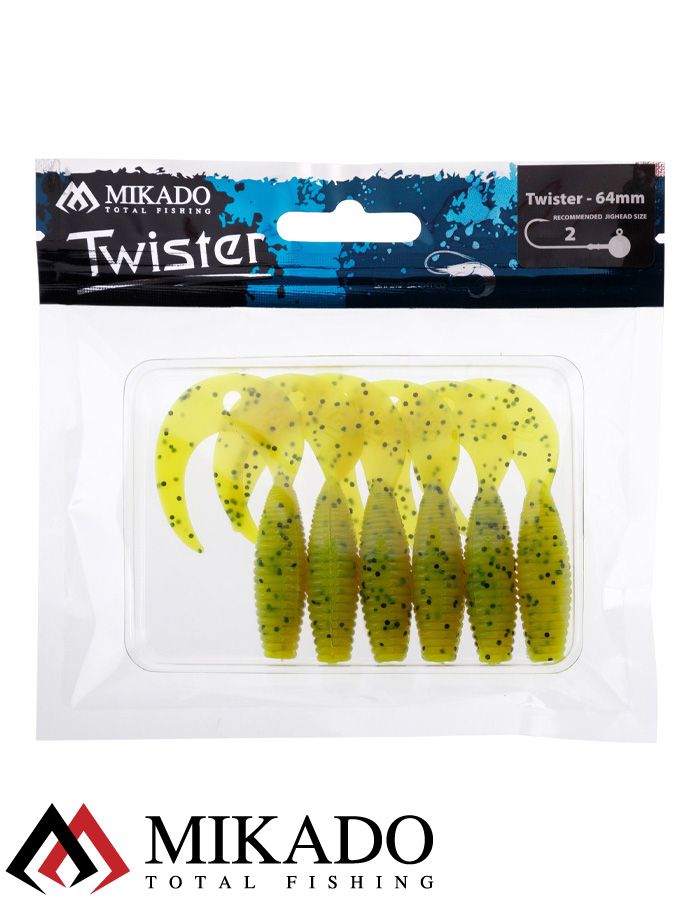 Твистер Mikado TWISTER 64 мм., 2.7 г., CHARTREUSE PEPPER (6 шт.)