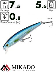 Воблер Mikado NEEDLE BLUE BLEAK 7, 5cм. плавающий