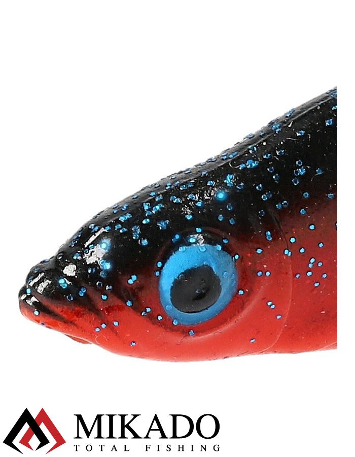 Виброхвост Mikado REAL FISH колюшка 8см., черно-красный (5шт.)
