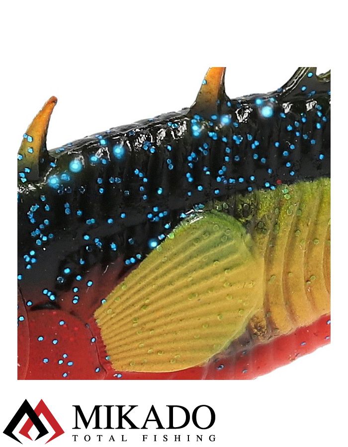 Виброхвост Mikado REAL FISH колюшка 8см., черно-красный (5шт.)