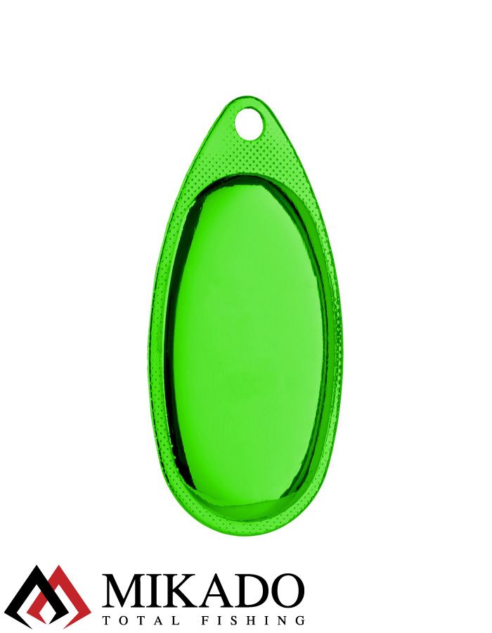 Блесна вращающаяся Mikado FOCUS №3, 6 г., серебро зеленый (fluorescent), длина лепестка 32 мм.
