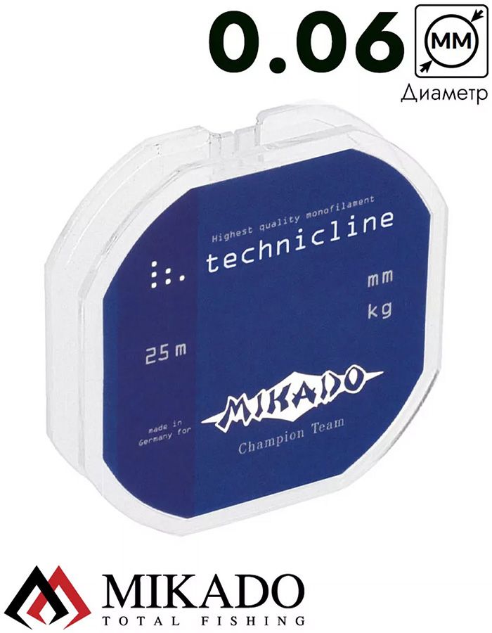 Леска мононить Mikado TECHNICLINE 0,06 (25 м) - 0.65 кг.