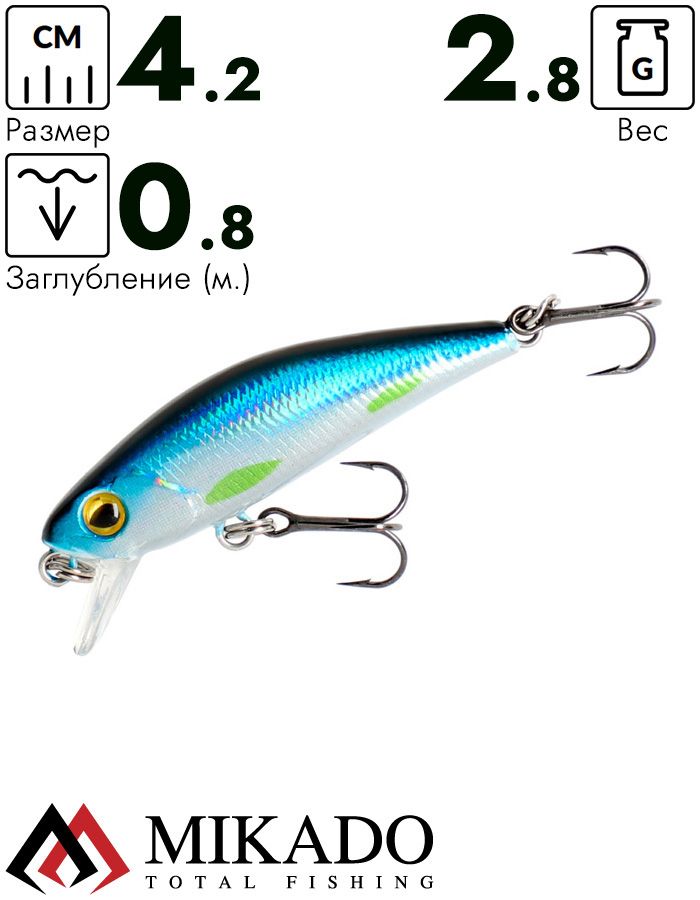 Воблер Mikado TWIST BLUE BLEAK 4.2 см. тонущий