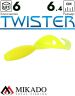 Твистер Mikado TWISTER 64 мм., 2.7 г., LEMON (6 шт.)