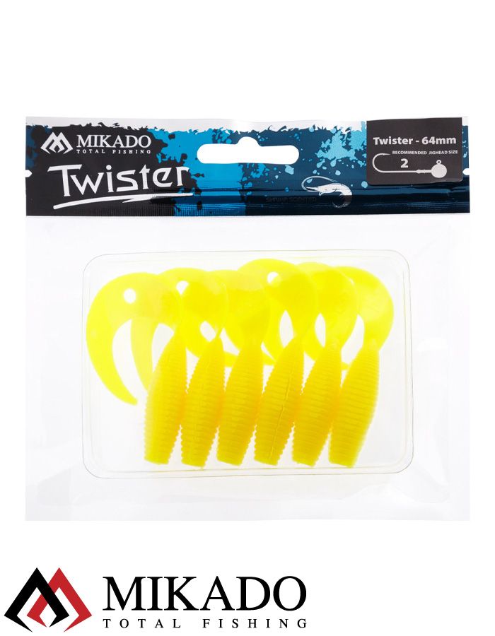 Твистер Mikado TWISTER 64 мм., 2.7 г., LEMON (6 шт.)