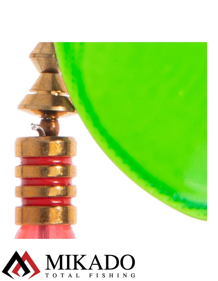 Блесна вращающаяся Mikado FOCUS №2, 4 г., серебро зеленый (fluorescent), длина лепестка 28 мм.