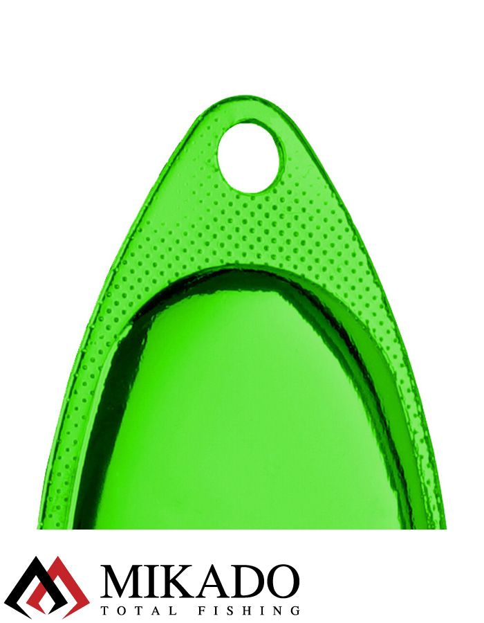 Блесна вращающаяся Mikado FOCUS №2, 4 г., серебро зеленый (fluorescent), длина лепестка 28 мм.