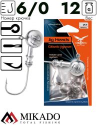 Джиг - головка Mikado ABERDEEN BN 12 г., крючок № 6/0  ( 3 шт.)