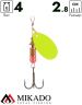 Блесна вращающаяся Mikado FOCUS №2, 4 г., серебро салатовый (fluorescent), длина лепестка 28 мм.