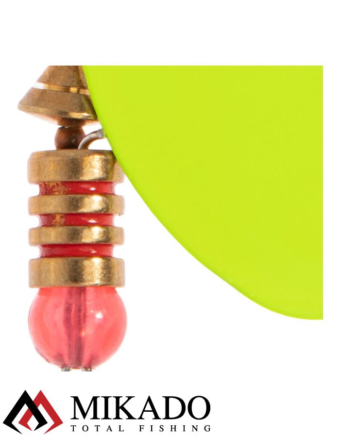 Блесна вращающаяся Mikado FOCUS №2, 4 г., серебро салатовый (fluorescent), длина лепестка 28 мм.