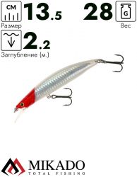 Воблер Mikado SHALLOW MINNOW 13.5 см. / 01 - плавающий
