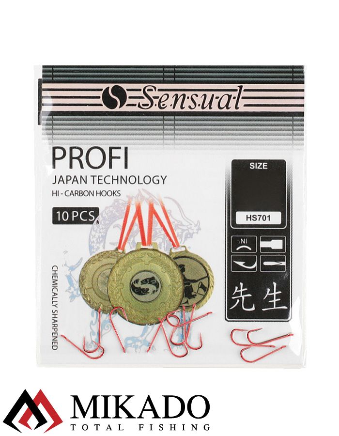 Крючки Mikado SENSUAL - PROFI № 24 RED (с лопаткой) ( 10 шт.)