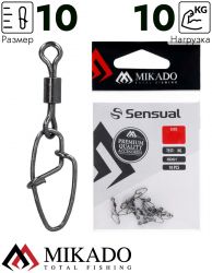 Застежка с вертлюжком Mikado New hooked snap № 10, тест 10 кг. (10 шт.)