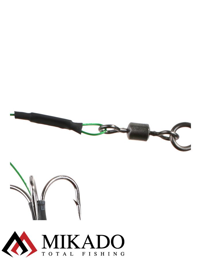 Система стальных поводков Mikado X-Plode с 2 тройниками 40 см., 10 кг.( 2 шт.)