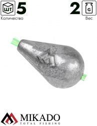 Грузило Mikado оливка скользящая с PVC кембриком 2 г.  ( 5 шт.)