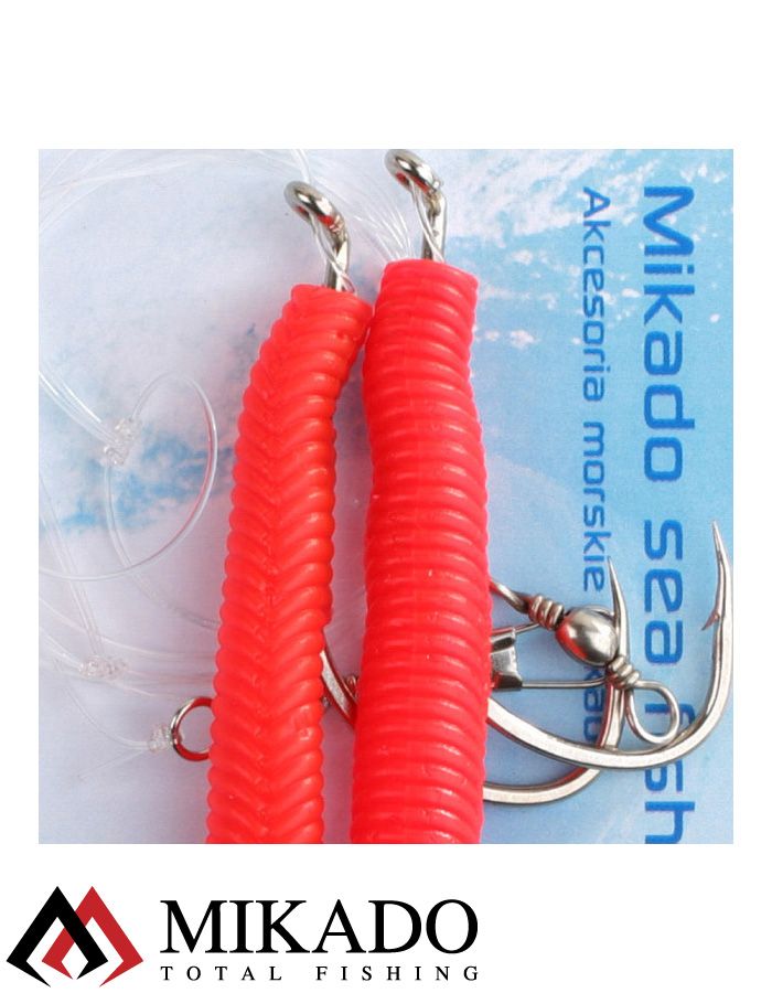 Морская оснастка Mikado PILK D-TWIST RIG 14см,, крючок № 8/0 (2шт.) RED/BLACK