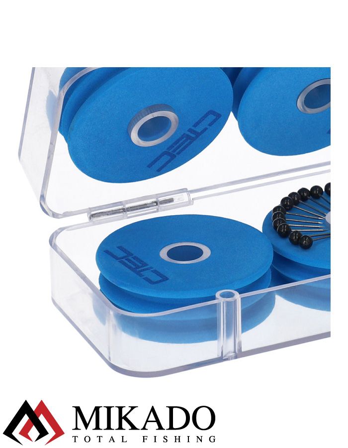 Поводочница Mikado 6 шпуль+булавки (16 x 6.2 x 4 cм) прозрачная UACH-H552