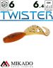 Твистер Mikado TWISTER 64 мм., 2.7 г., ORANGE PEPPER (6 шт.)