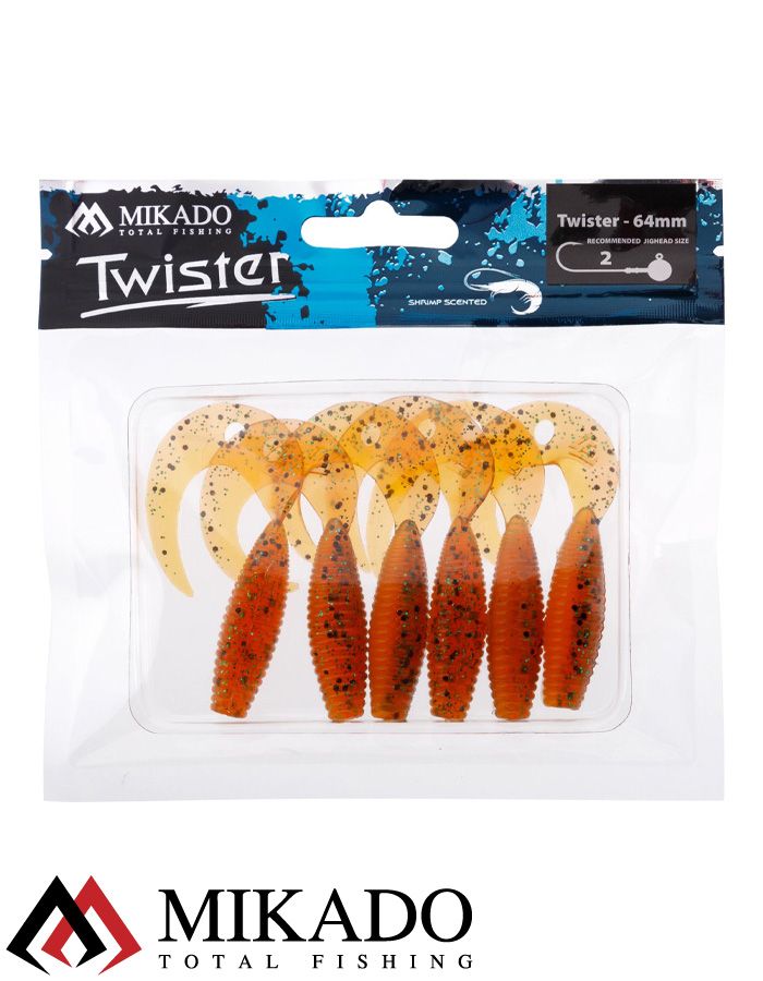 Твистер Mikado TWISTER 64 мм., 2.7 г., ORANGE PEPPER (6 шт.)