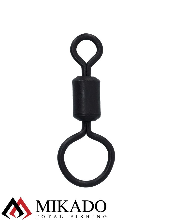 Роликовый вертлюг с большим ушком Mikado № 8 тест до 28 кг. чёрный никель упак. = 10 шт.
