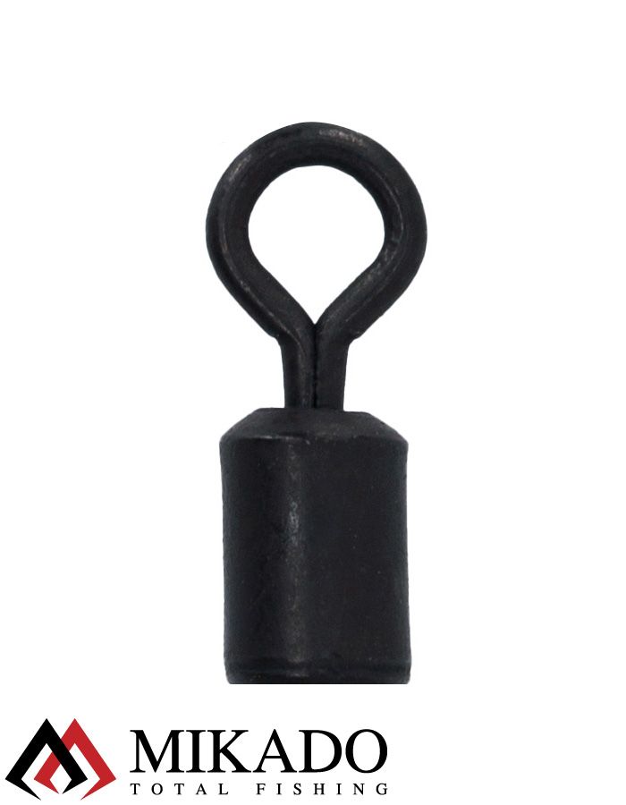Роликовый вертлюг с большим ушком Mikado № 8 тест до 28 кг. чёрный никель упак. = 10 шт.