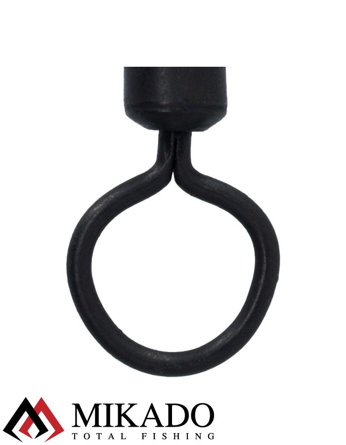 Роликовый вертлюг с большим ушком Mikado № 8 тест до 28 кг. чёрный никель упак. = 10 шт.