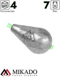 Грузило Mikado капля скользящее с PVC кембриком 7 г. ( 4 шт.)
