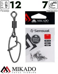 Застежка с вертлюжком Mikado New hooked snap № 12, тест 7 кг. (10 шт.)