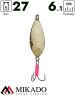 Блесна колеблющаяся Mikado ALGA №3, 27 г., 6.1см., золото