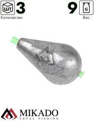 Грузило Mikado капля скользящее с PVC кембриком 9 г. ( 3 шт.)