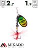 Блесна вращающаяся Mikado HYPNOTIC №0, 2.7 г., FIRETIGER, с красной кисточкой, тройник BKK